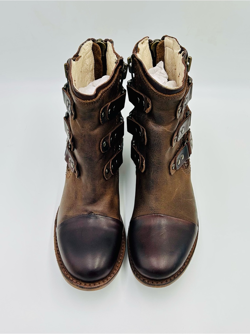 Freebird Grecko Leather Ankle Boots Women’s Size 7 Distressed Brown zippers - Picture 7 of 9